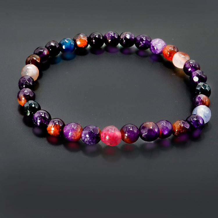 Браслет из камня Фиолетовый агат с огранкой привлечение счастья и исполнения желаний