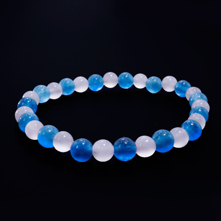 Браслет из камня Розовый кварц и Аквамарин 6мм помогут разбудить остывшие чувства