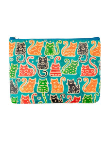 Косметичка кожа ручной принт "Кошки"  0568/9 Косметичка кожа ручной принт "Кошки"  0568/9