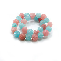 Браслет из камня с огранкой Розовый кварц и аквамарин привлекает любовь 6мм