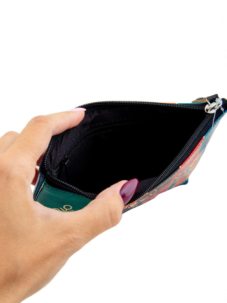 Косметичка кожа ручной принт "Кошки"