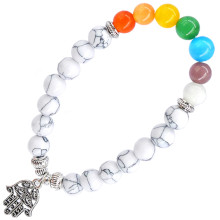 BX091 Браслет с подвеской на Защиту от сглаза (Хамса) камень,8мм