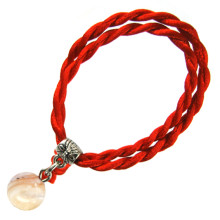 Браслет красный витой с Перламутром 8мм,цвет сереб, металл, текстиль