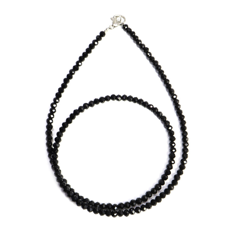 Бусы Шпинель из Черного граненного агата d-3мм 43см