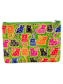 Косметичка кожа ручной принт "Кошки"  0568/11 Косметичка кожа ручной принт "Кошки"  0568/11