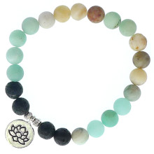 BX003 Браслет с подвеской на Гармонию (Лотос) камень,8мм