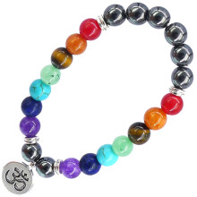 BX101 Браслет с подвеской на Просветление (Ом) камень,8мм