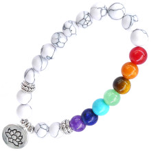 BX097 Браслет с подвеской на Гармонию (Лотос) камень,8мм