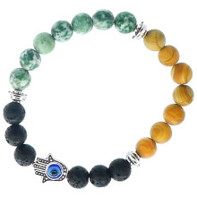 BX004 Браслет с подвеской от сглаза (Хамса), камень,8мм