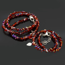 Набор бусы и браслет из Алмазной крошки Красного цвета Набор бусы и браслет из Алмазной крошки Красного цвета