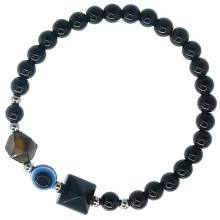 BX005 Браслет с подвеской от сглаза (Турецкий глаз), камень,6мм