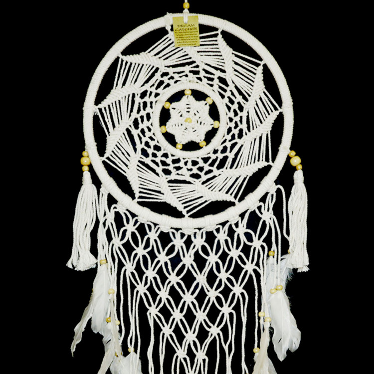 Ловец снов белый защищает дом, притягивает энергию счастья d-33см h-85см