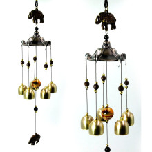 Музыка ветра  Слоники и 5 колокольчиков под пагодой 48см