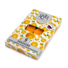 Свеча чайная Апельсин 6шт время горения 3,5+0,5ч, диаметр 39,0 мм, высота 12,5 мм