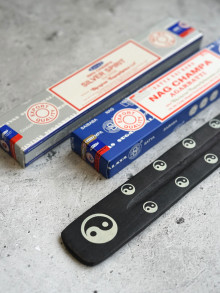 Благовония Satya Nag Champa & Silver Spirit + подставка «Инь-Янь»