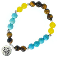 BX008 Браслет с подвеской на Гармонию (Лотос) камень,8мм