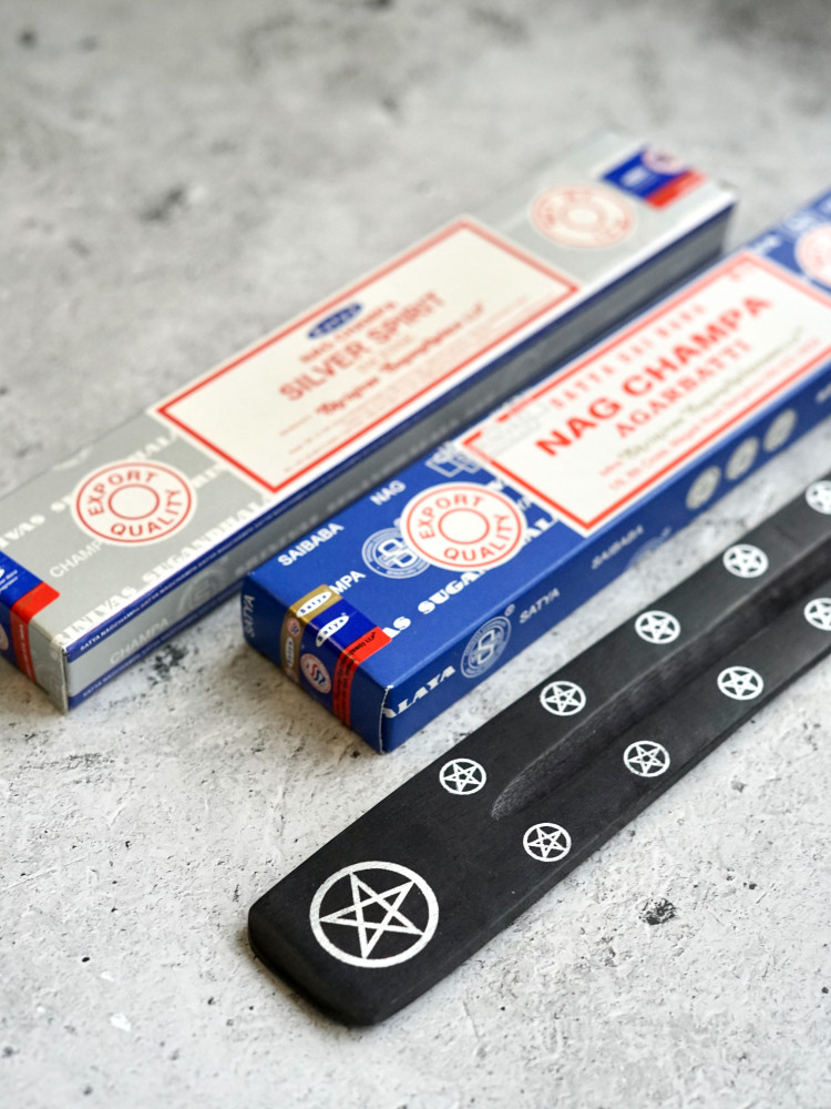 Благовония Satya Nag Champa & Silver Spirit + подставка «Пентакль»