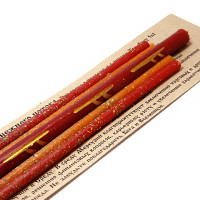 Набор свечей с рунами Денежный поток Феху, травы Гвоздика, Меллиса, Вербена уп-5шт 16см