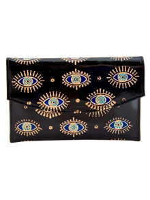 Кошелек кожа ручной принт "Глаз"  180/98
