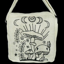 FI10A Сумка Грибы 22х22х8см, L ручки 50 см, материал хемп