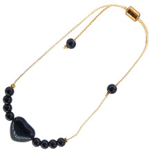 BX178 Браслет Сердце Черный агат, камень