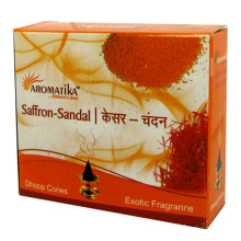 Aromatika конусные благовония Saffron-Sandal ШАФРАН-САНДАЛ масала