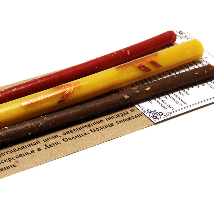 Набор свечей с рунами и травами Открытие потока УДАЧИ И ВЕЗЕНИЯ уп-3шт 18см