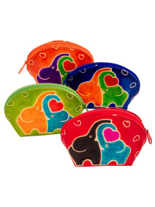 Косметичка (кожа)  ручной принт "Слоники" 2400/9 Косметичка (кожа)  ручной принт "Слоники" 2400/9