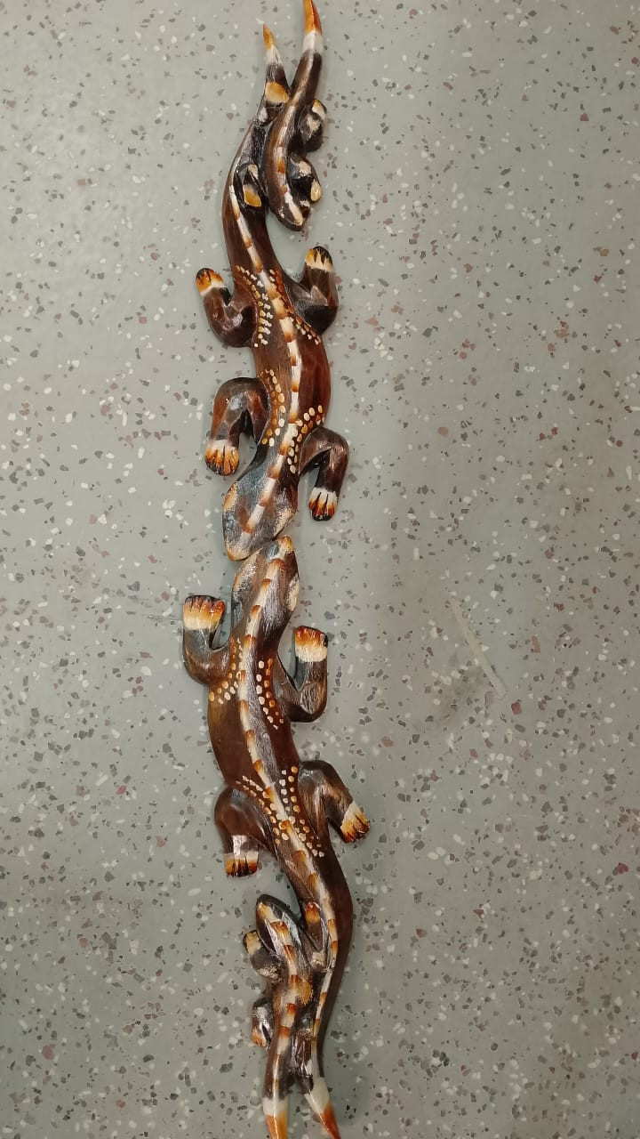 Панно настенное Две ящерицы - символ процветающего дома и семейного счастья 50см албезия