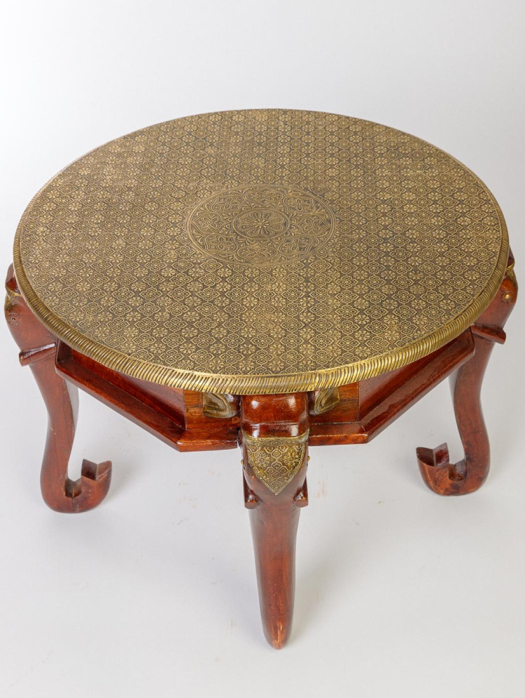 Стол "Слон" круглый средний 58*58*46(дерево,латунь