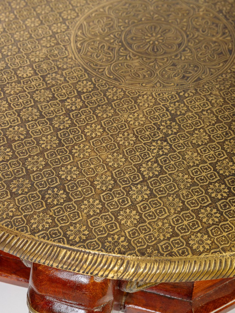 Стол "Слон" круглый средний 58*58*46(дерево,латунь