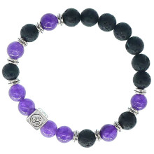 BX011 Браслет с подвеской на Просветление (Ом) камень,8мм