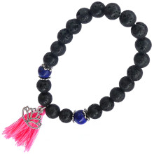 BX109 Браслет с подвеской на Гармонию (Лотос) камень,8мм