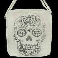 FI10C Сумка Череп 22х22х8см, L ручки 50 см, материал хемп