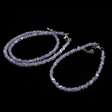 Набор бусы и браслет из Алмазной крошки Серебрянный дождь