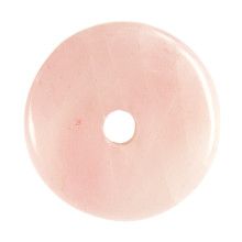 411-06 Подвеска круглая Розовый Кварц с отверстием d3,5см