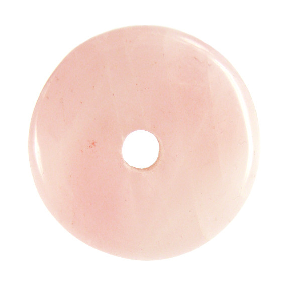 411-06 Подвеска круглая Розовый Кварц с отверстием d3,5см