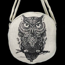 FI11A Сумка Сова 22х22х8см, L ручки 60 см, материал хемп