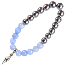 BA180334 Браслет победный с рунами Зиг, металл, камень,8мм