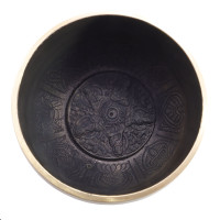 Чаша поющая FINE УЦЕНКА черно-золотой узор 601-800гр d-11см h-6,5см ХРУПКОЕ