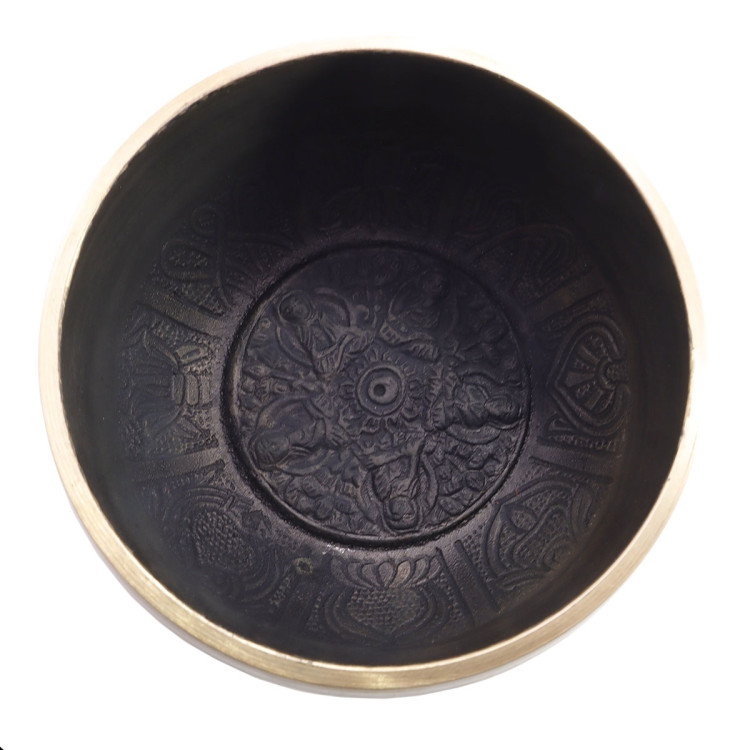 Чаша поющая FINE УЦЕНКА черно-золотой узор 601-800гр d-11см h-6,5см ХРУПКОЕ
