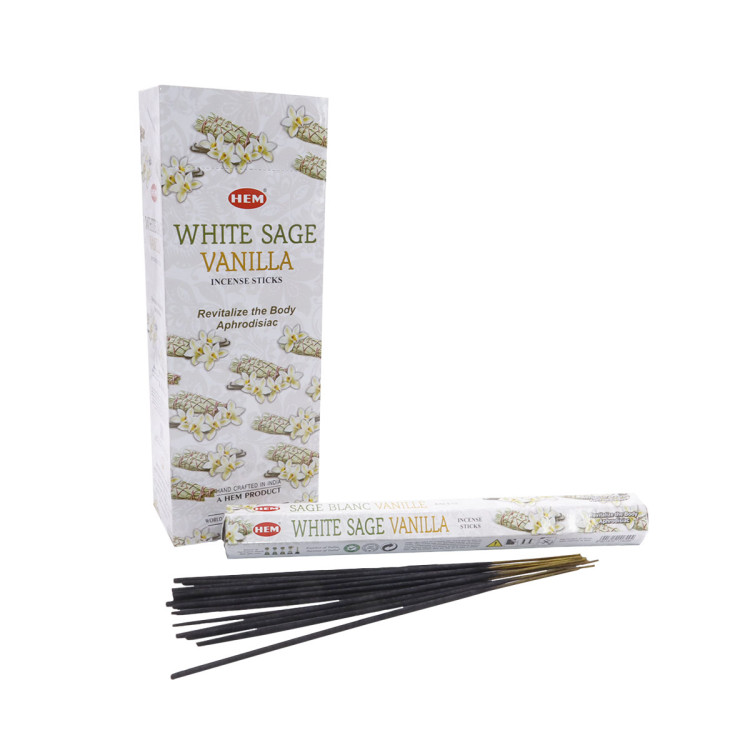 благовония HEM  WHITE SAGE-VANILLA белый шалфей-ваниль  уп 6 шт