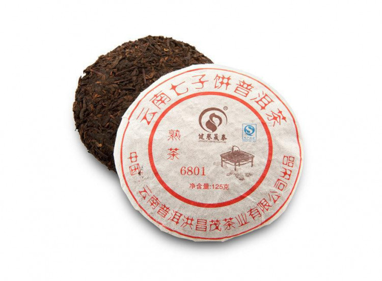 Чай китайский элитный шу пуэр "6801",Фабрика Юньнань Пуэр Хун Чен Мао, сбор 2008 г.