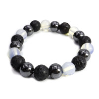 Браслет Планетарный Лунный каменный Лава Гематит Лунный камень - мудрость, статус, слава