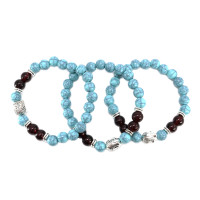 Браслет уп-3шт Бирюза и цветной агат с Буддой дарует исцеление и защиту