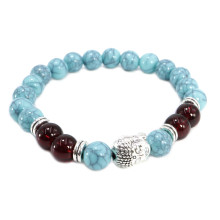 Браслет уп-3шт Бирюза и цветной агат с Буддой дарует исцеление и защиту
