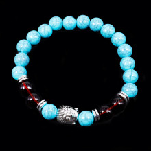 Браслет уп-3шт Бирюза и цветной агат с Буддой дарует исцеление и защиту Браслет уп-3шт Бирюза и цветной агат с Буддой дарует исцеление и защиту