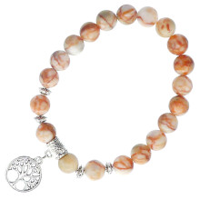 BX025 Браслет с подвеской на Развитие (Дерево Жизни) камень,8мм