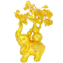 028-1 Денежное дерево с цетрином и тыквой-горлянкой на Слоне 21см