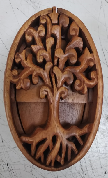 Шкатулка с секретом Дерево Жизни 5,5см-9,5см из ценных пород дерева Тик